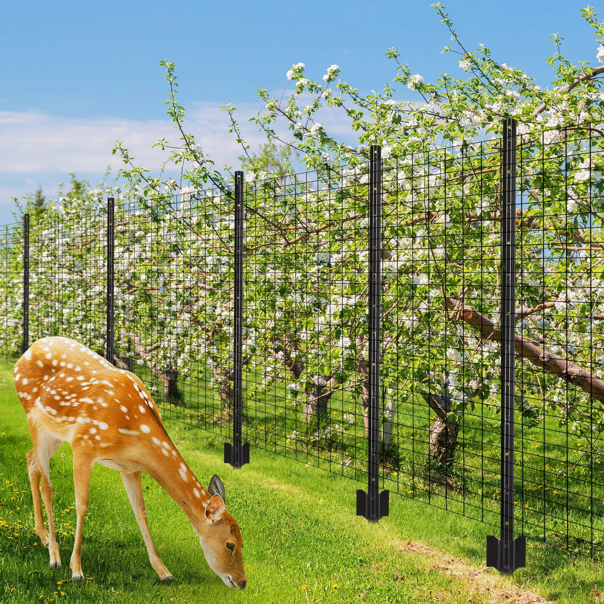 20 Pack 6FT Metal Fence Posts With 100 Zip Ties 40 Clips, U-Channel Garden Fence Stakes For Wire Mesh Farm Temporary Fencing