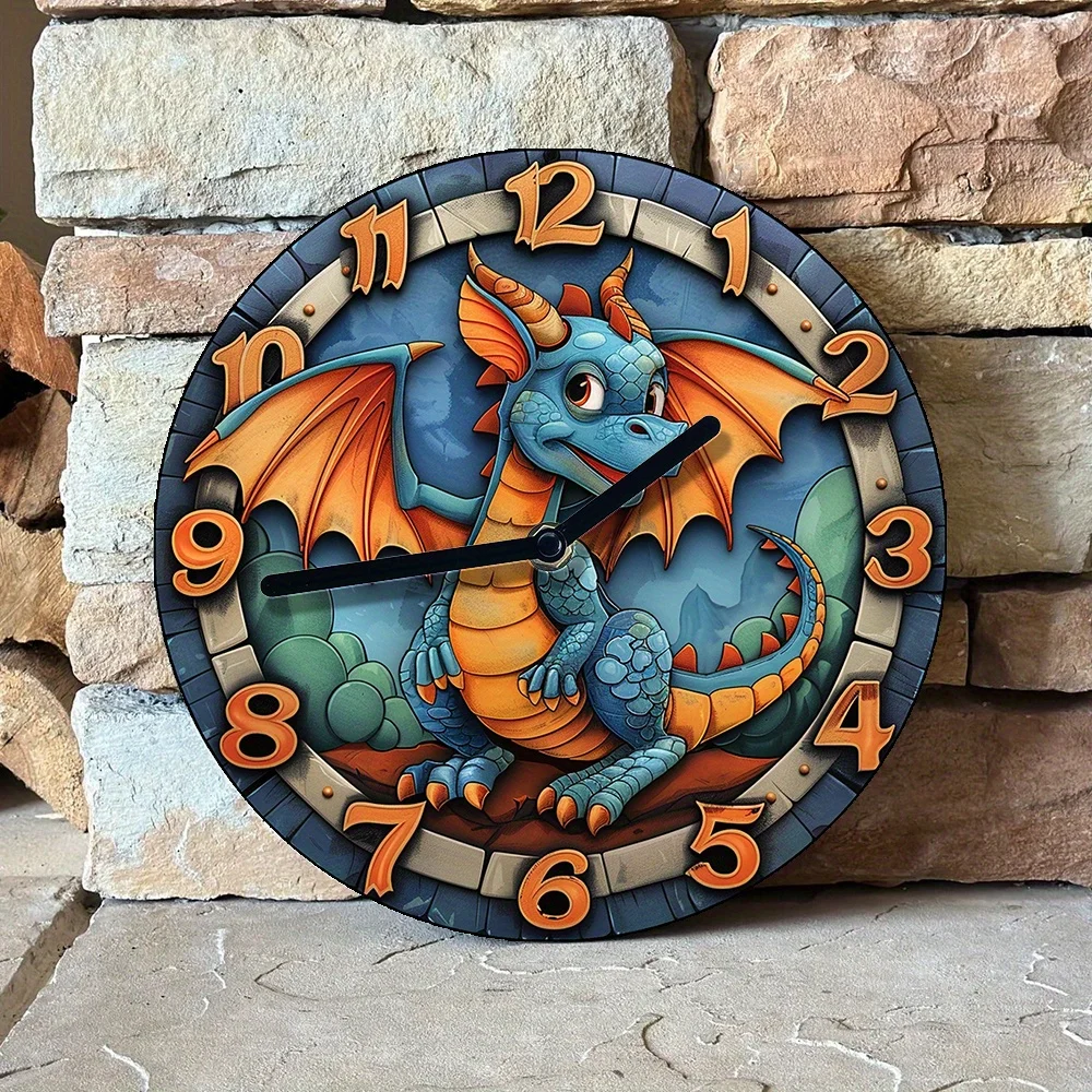 Wall Clock Kit with 2D Inferno Dragon Design, High-Definition Material – Ideal for Living Decor and Father's/Mother's Day Gifts