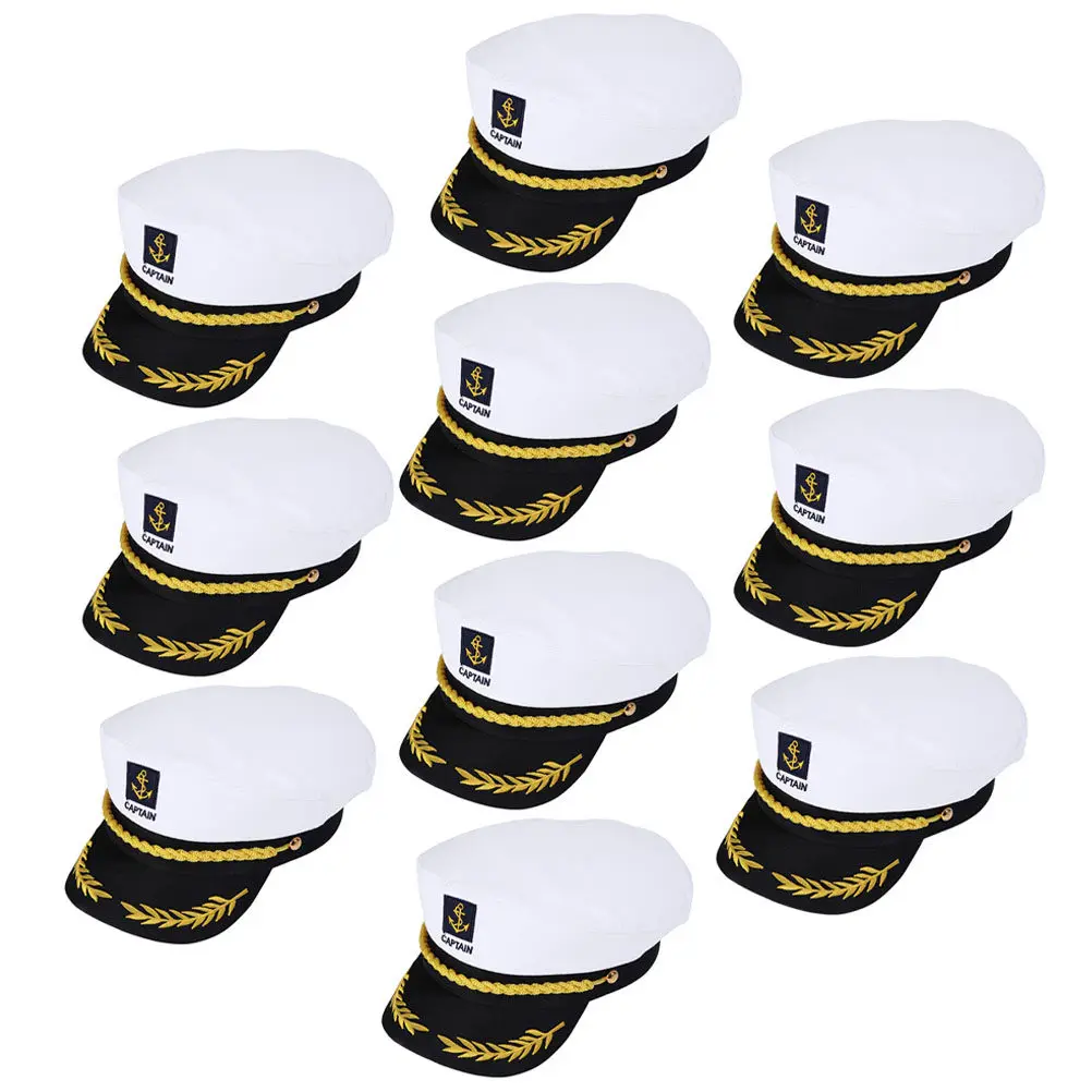 20pcs Captain Hats Embroidered Sailor Hat Captain Halloweencosplay Hat Boat Captains Costume Yacht Marine Hats For Men Sailor