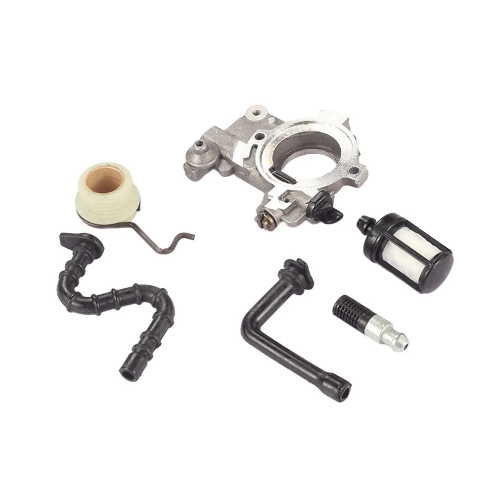 Oil Filter System MS660 Oil Pump For Heavy Wood Cutting Black Silver Reliable Lubrication Leak Reduction Design
