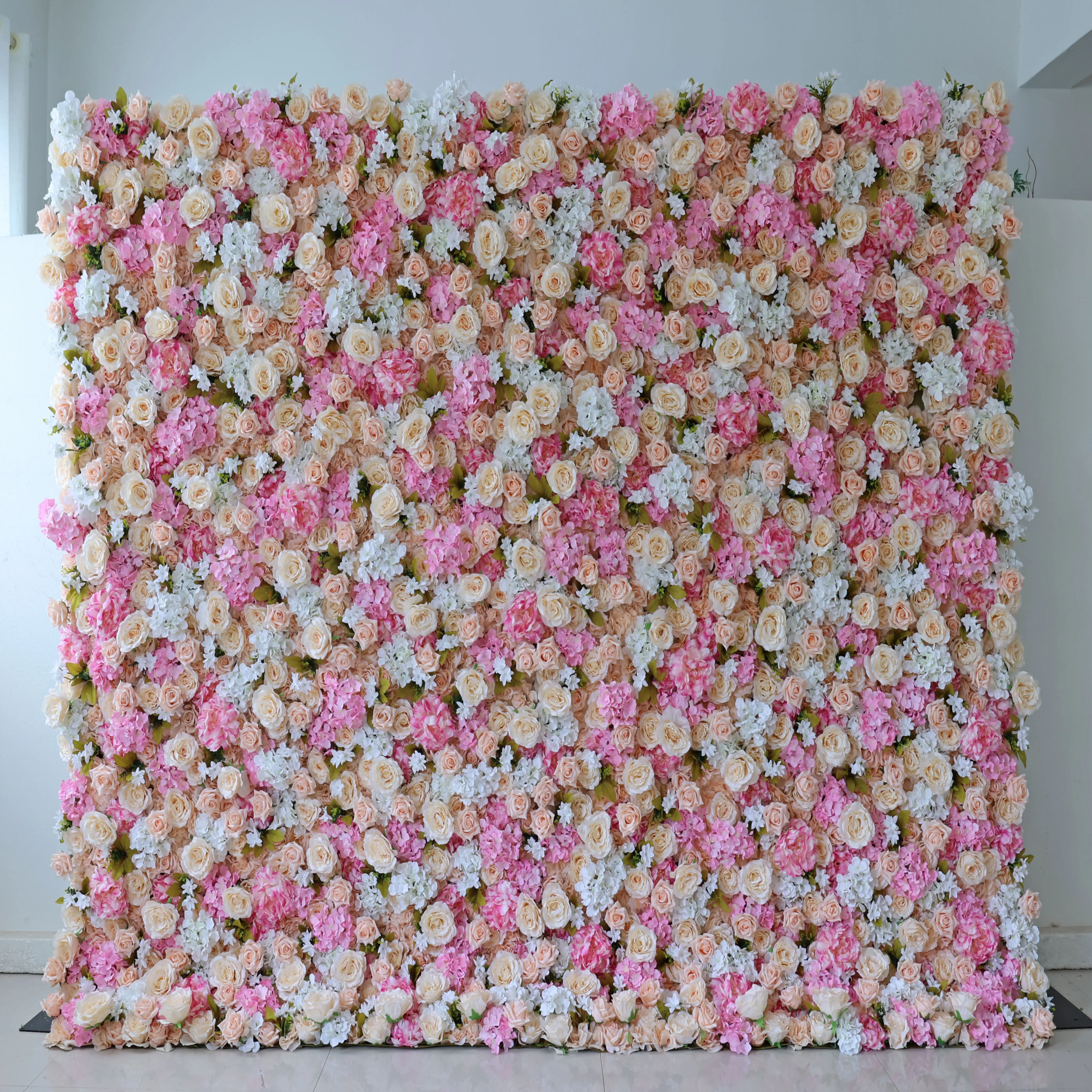 

YuLiFlower rolled up cloth back pink color artificial fabric High quality artificial real Wedding decor flower wall flower wal