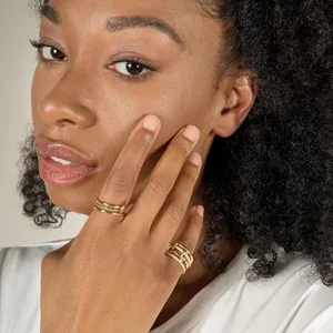 Un nicho de joyería de cobre de cuatro colores, hipoalergénico, estilo INS, artefacto de apilamiento, adecuado para mujeres jóvenes 10 Mejores ventas Mujer de ring Pinky - №5