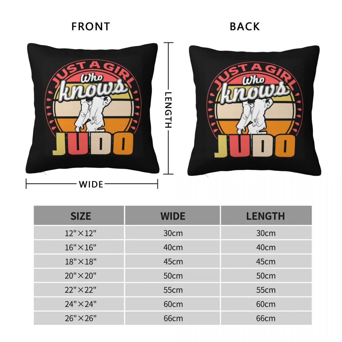 Just A Girl Who Knows Judo Sport Square Pillowcase Pillow Cover Cushion Zip Decorative Comfort Throw Pillow for Home Car