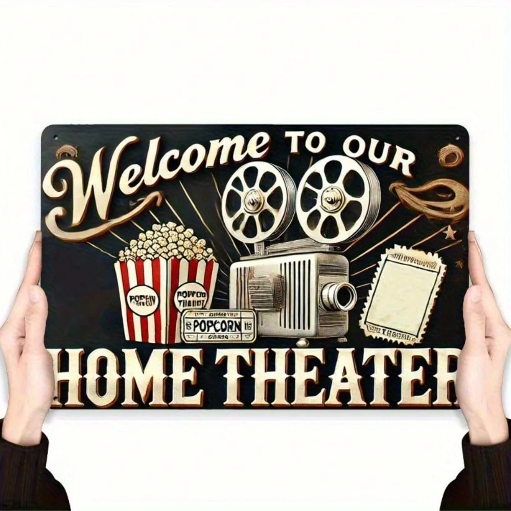 

Brand Retro Metal Signs Vintage Cinema Theme 8x12 Inch Tin Wall Decor for Home Bar Cafe Garage Rustic Multi Function