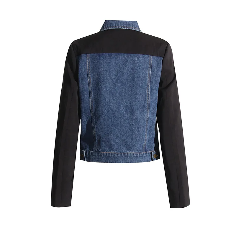 ANJY Autumn New Women High Street Elegant Stylish Casual Patchwork Contrast Color Straight Versatile Slimming Denim Jacket A7179
