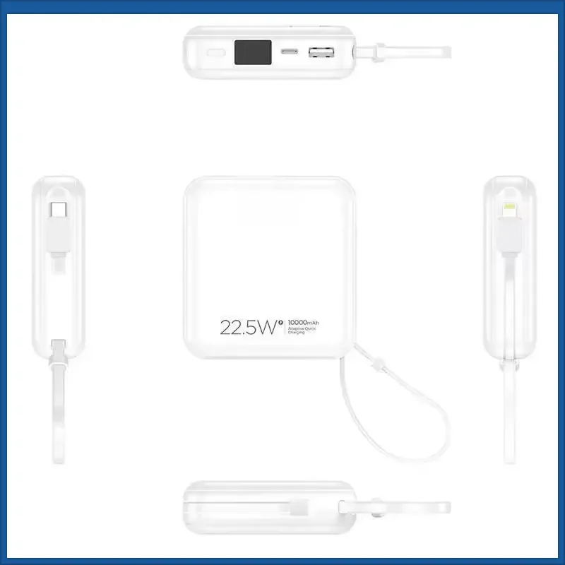 TP-D081 22.5W 10000mAh for IPhone for Android Phones Fast Charging Power Bank Built-in Cable Portable External Battery