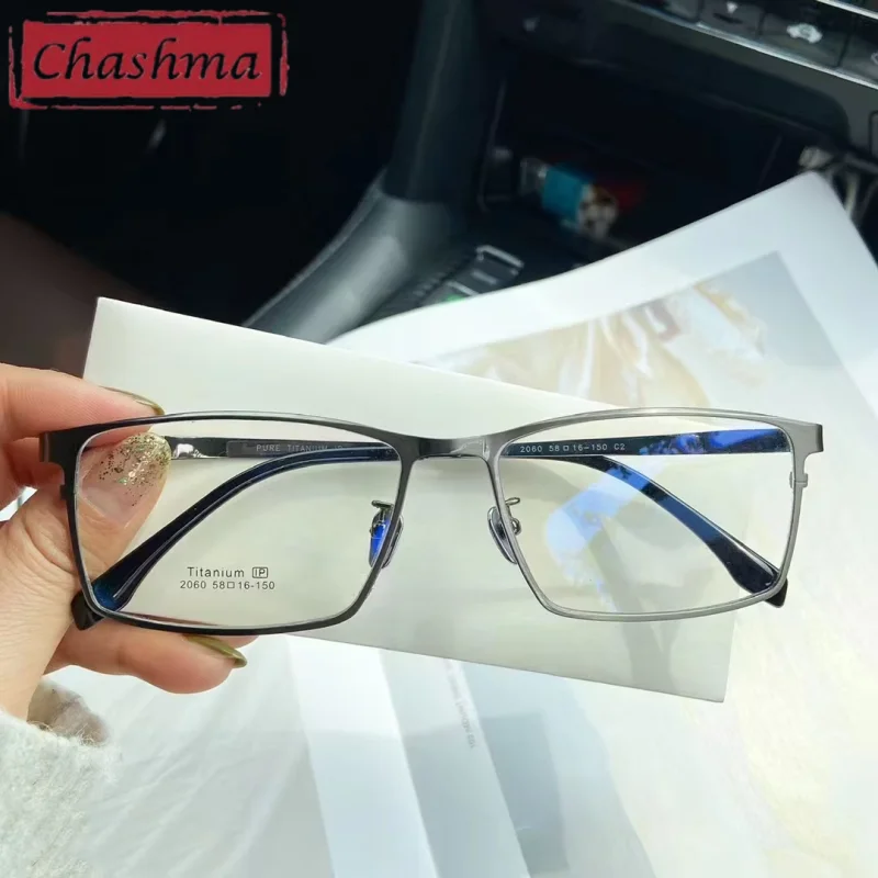 58 mm Big Frame Men Pure Titanium IP Large Size Prescription Eyeglasses Flexible Temples Light Frame Optical for Wide Face Man