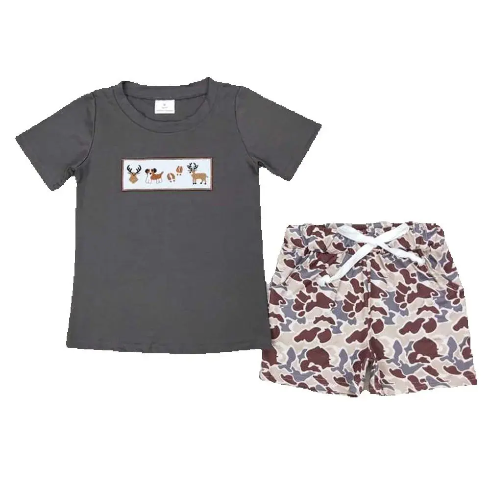 

Baby Boys Camo Dogs Deer Hunting Shirt Top Shorts Clothes Sets