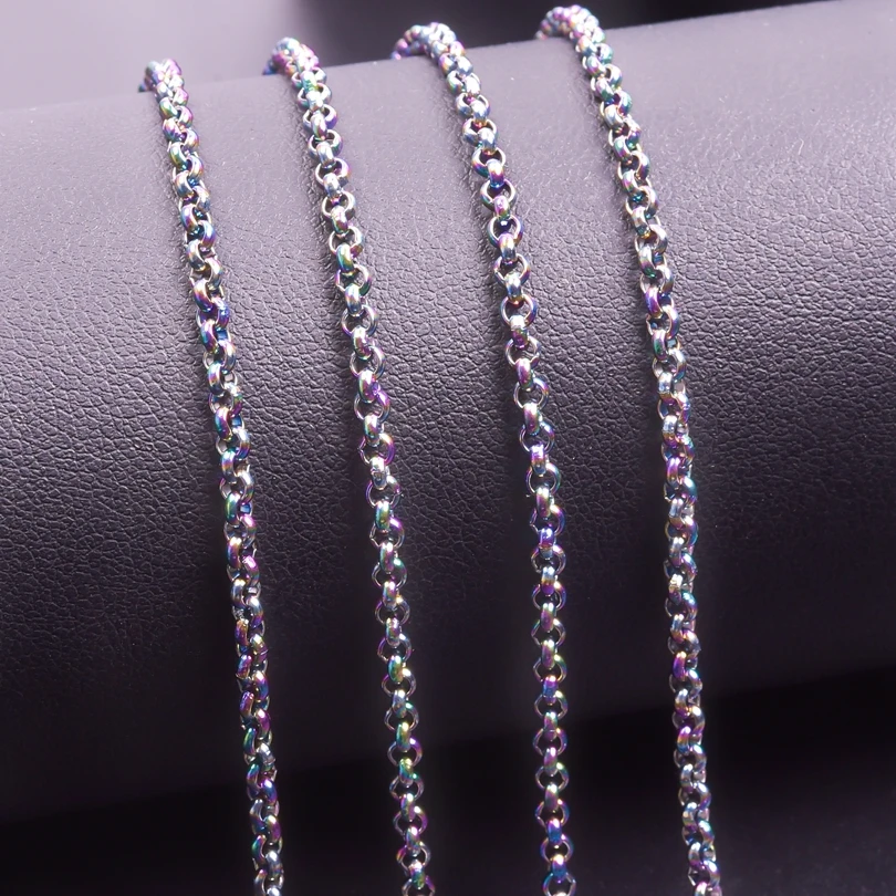 1pcs Thickness 2.5mm Stainless Steel Rainbow Color O-Chain For Handicrafts DIY Making Material Jewelry Accessories and Parts