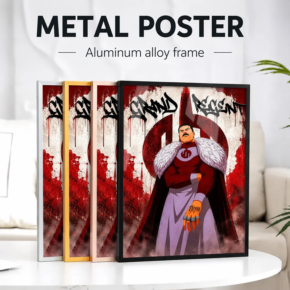 Grand Regent Character Framed Metal Print Customized Photo Mystical Graphic Style Wall Art For Fantasy Room Adventure Fan Gift