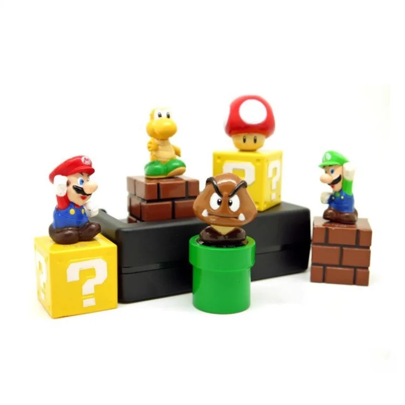 

5pcs Marios Game Cartoon Yoshi Mushroom Luigi PVC Figures Game Peripheral Party Cake Decoration Toys Model Gift