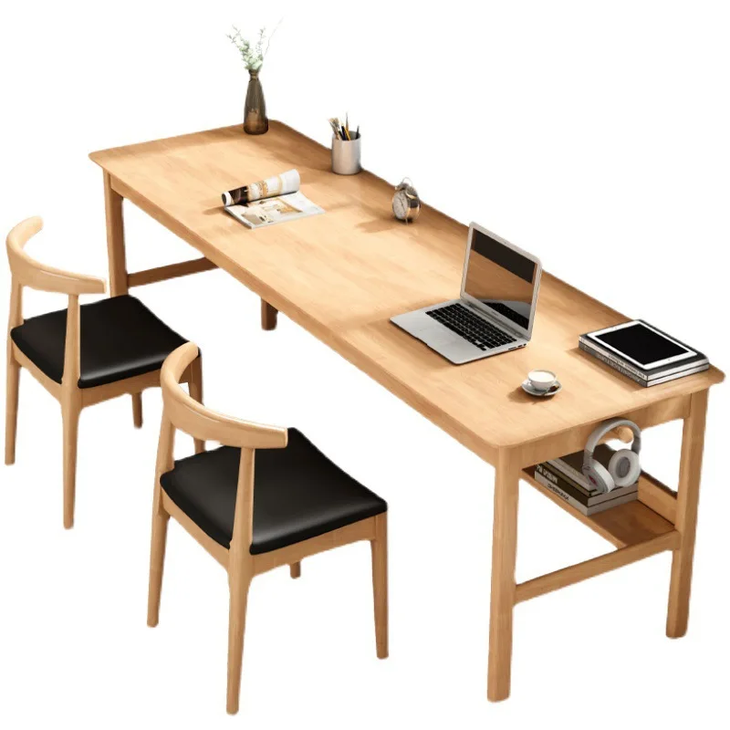 Solid wood double desk, long table, table, leadership staff desk, home workbench, computer table