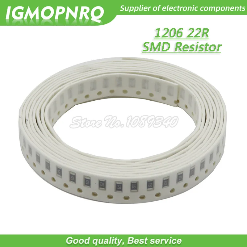 100PCS 1206 SMD Resistor 1% resistance  22 ohm chip resistor 0.25W 1/4W 22R IGMOPNRQ