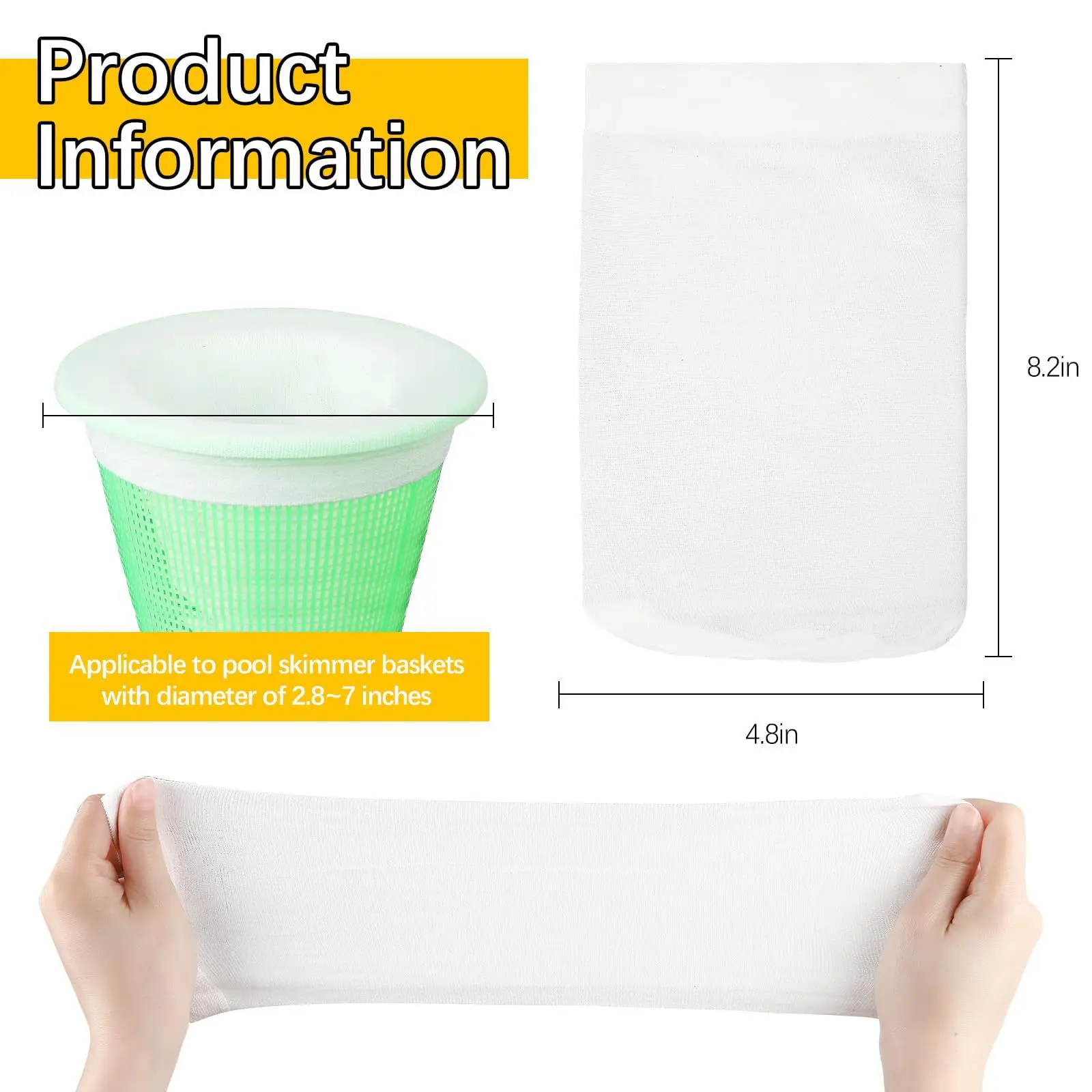 30Pcs Ultra-Fine Mesh Pool Skimmer Socks 8.2x4.8in Compatible With Hayward=Pentair=Intex=Baskets For Leaf Hair Debris Filtration