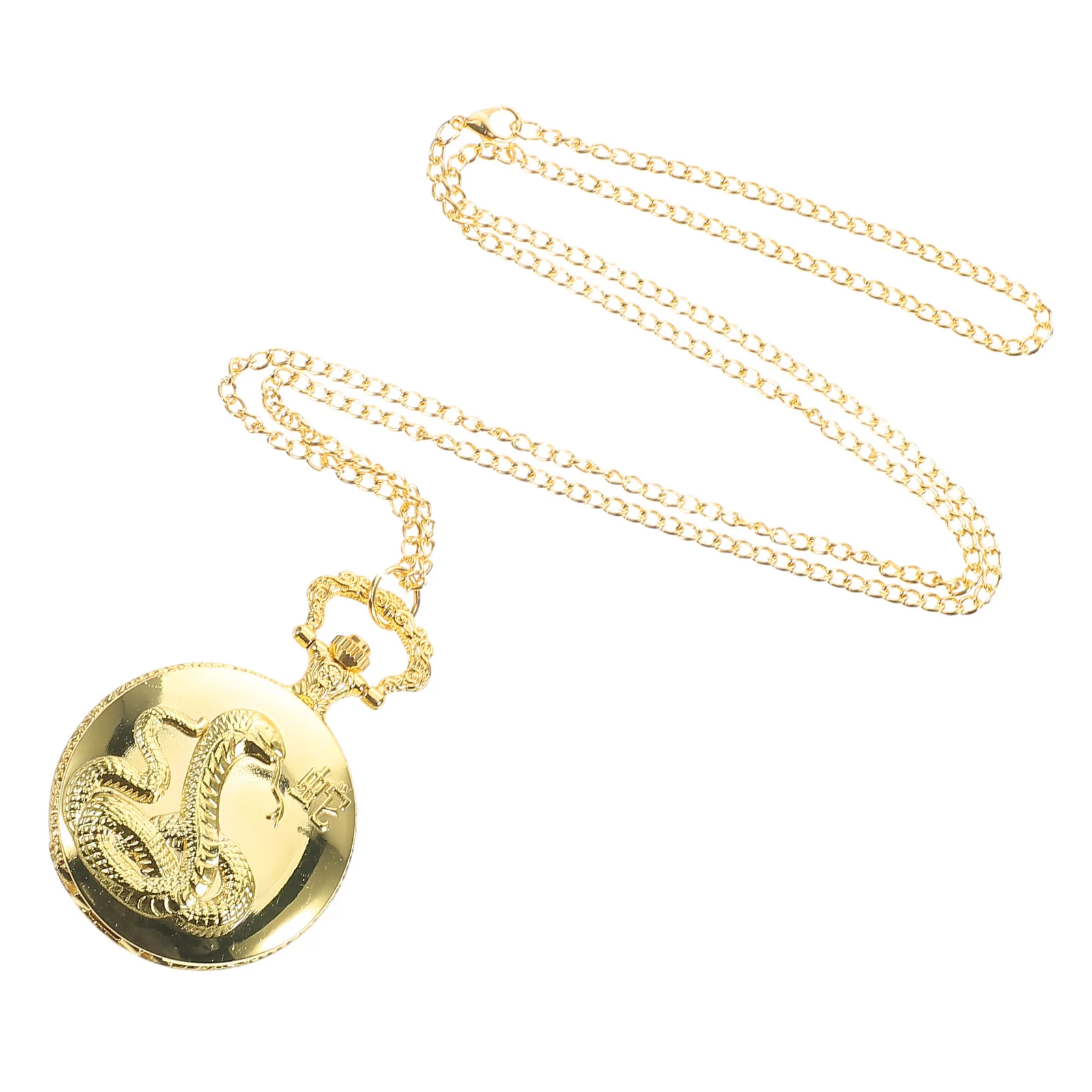 

Vintage Pocket Watch Large Dial Flip Cover Chinese Zodiac Animals with Elegant Chain Graduation Birthday Fathers Day Accessory