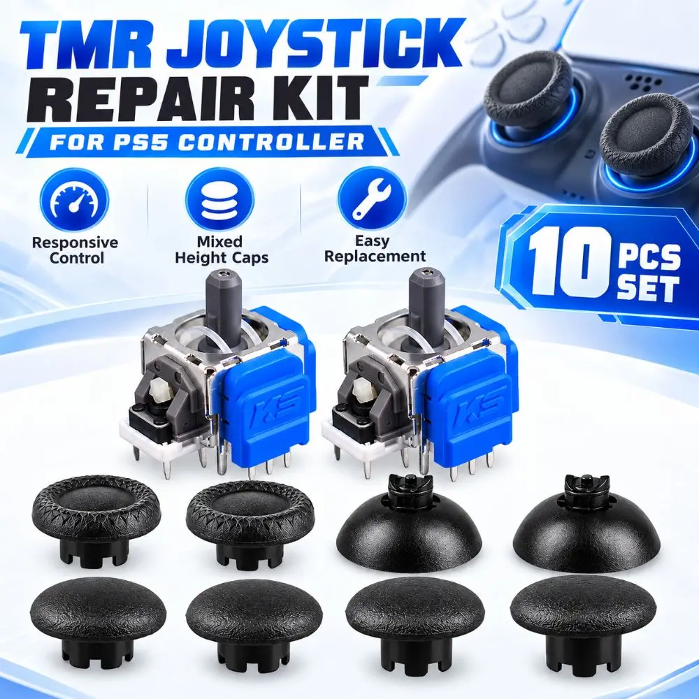 TMR Sensing TMR Joystick Repair Kit Interchangeable Textured Grip Analog Stick Replacement Set Concave Convex for PS5 Controller