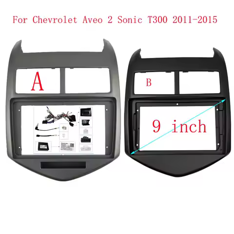 9 INCH Car Frame Fascia For Chevrolet Aveo 2 Sonic T300 2011-2015 Adapter Canbus Box Decoder Cable Radio Head Unit Panel Kit