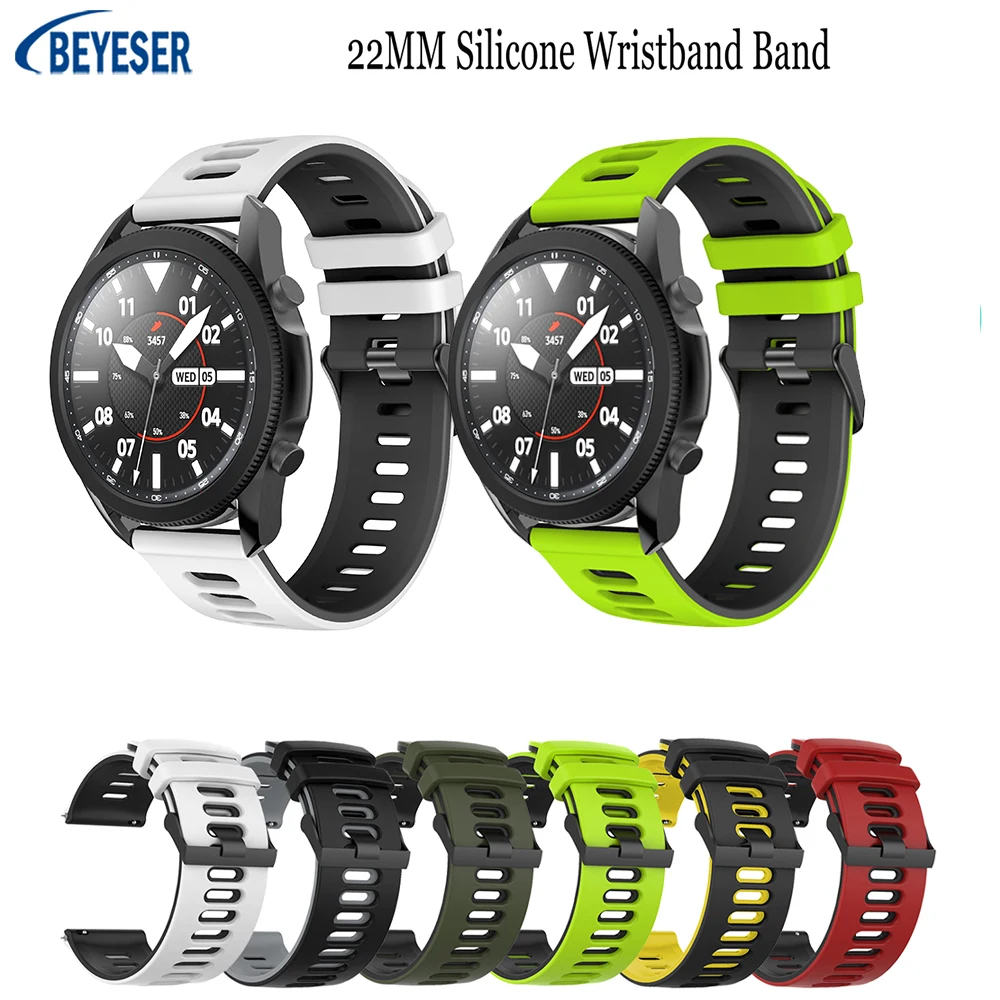 

Silicone 22MM Watchbands For Samsung Galaxy Watch 46mm Gear S3 Galaxy Watch 3 45mm Smart Sport Band For Huawei GT2 46mm Bracelet