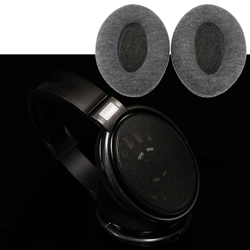 Graues Paar Kopfhörer-Ohrabdeckungen für HD660S HD650 HD600 HD580, Stoffpolsterersatz für den Innenbereich, längeres Tragen und – Detail 1
