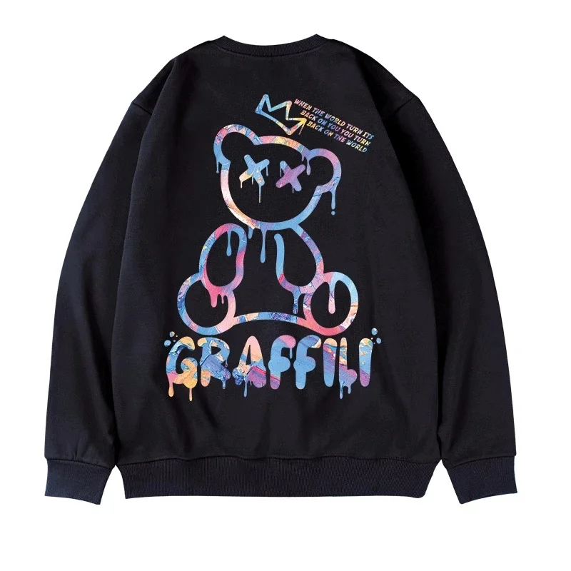 

Bear Men's Hoodie Cartoon Long Sleeve T-shirt 3D Printed Moon Pullover Oversized Men's Pullover New Summer Men's Clothing