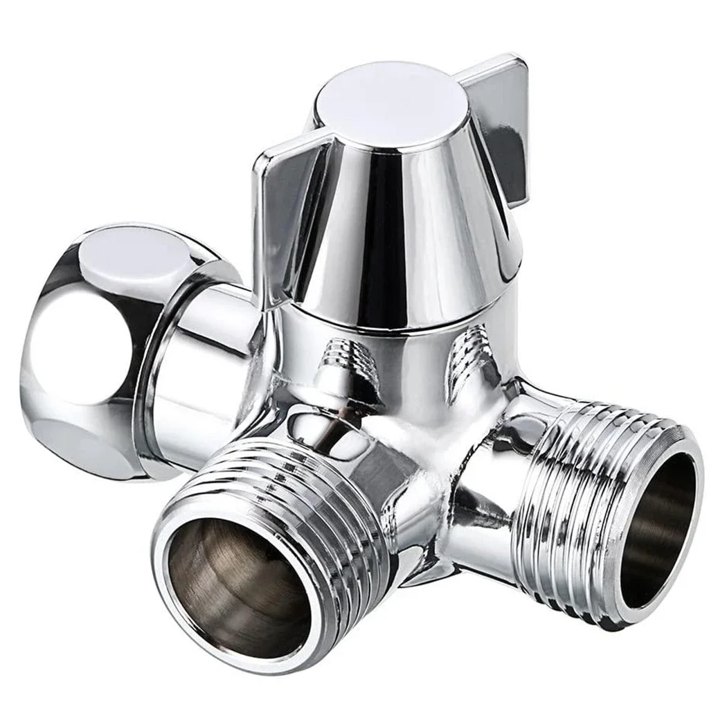 Brass Diverter Splitter Switch T-Adapter Toilet 1/2 inch Valve 3 Way Water Home Hose Replacement Bath Bathroom