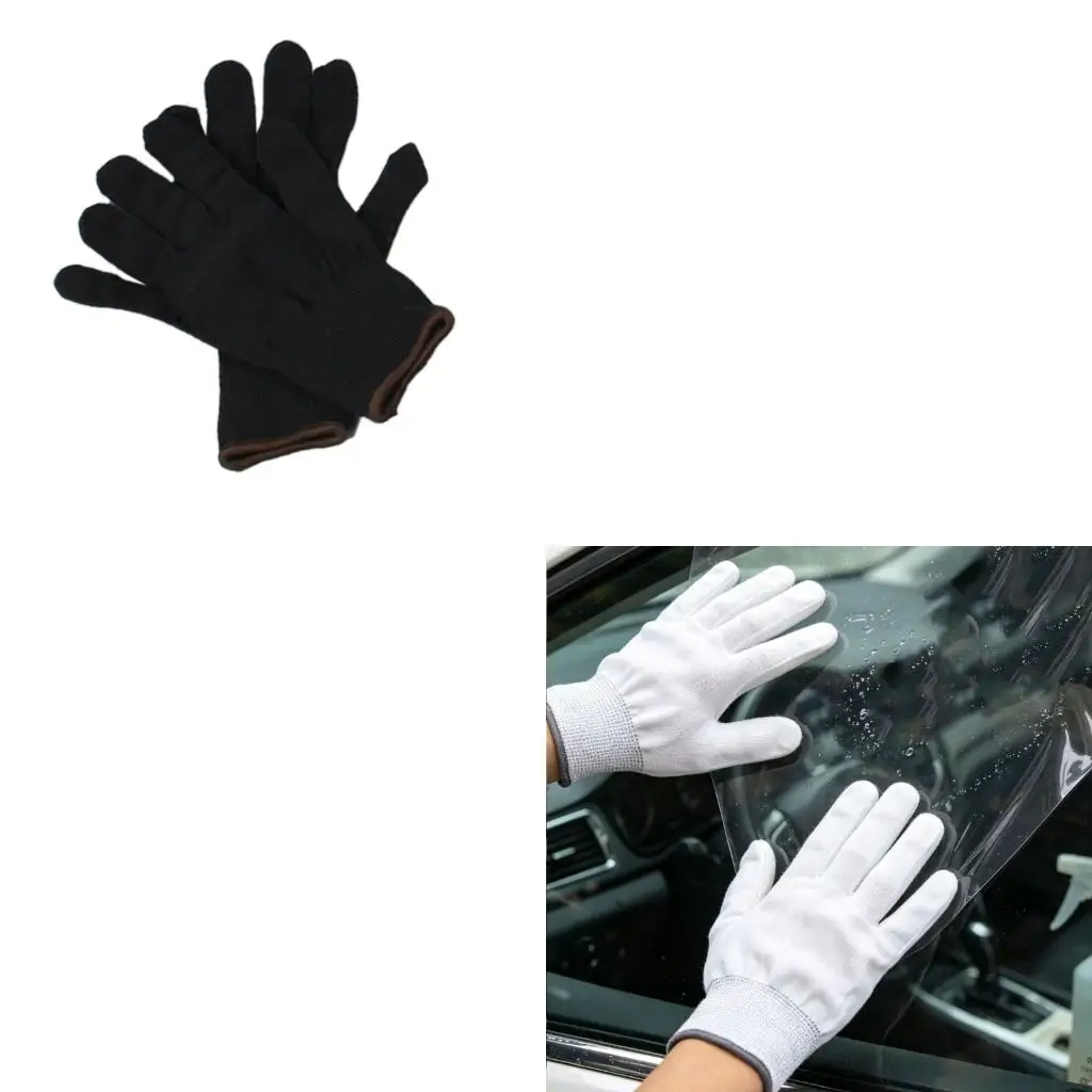  Light Duty Work Gloves Full Finger Nylon Knit Installation Gloves for Tint, Wrap, Inspection and Sorting Tasks