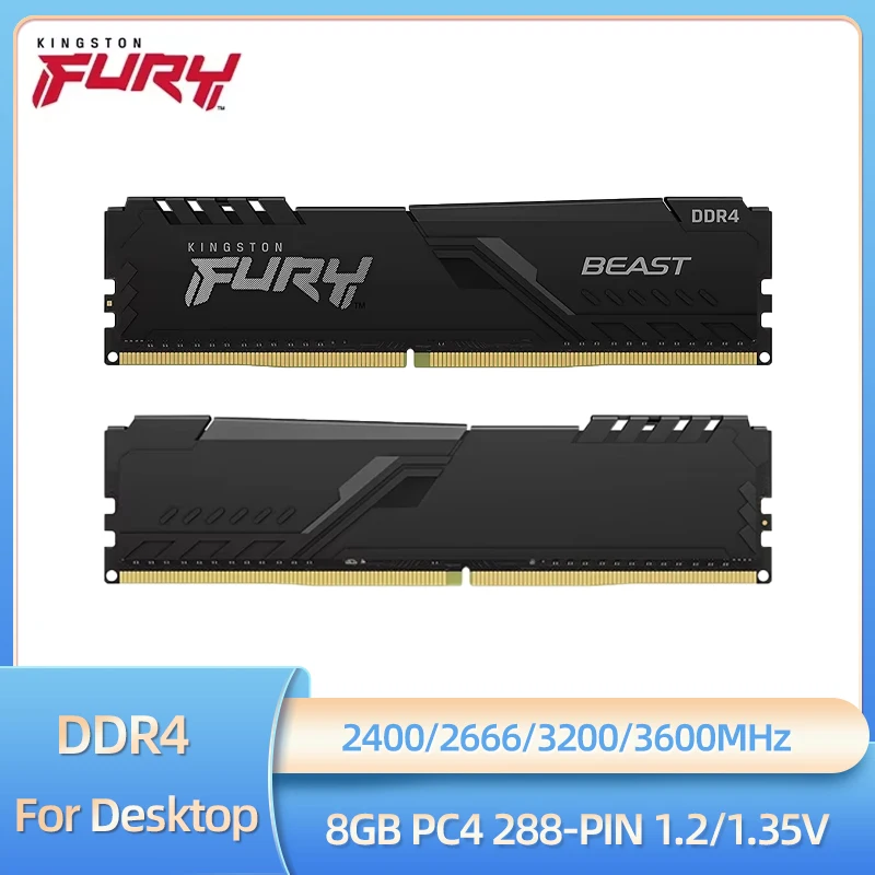 Kingston FURY Beast DDR4 8GB 2400MHz 2666MHz 3200MHz 3600MHz Desktop-RAM 288-Pin für AMD- und Intel-CPU-Motherboards