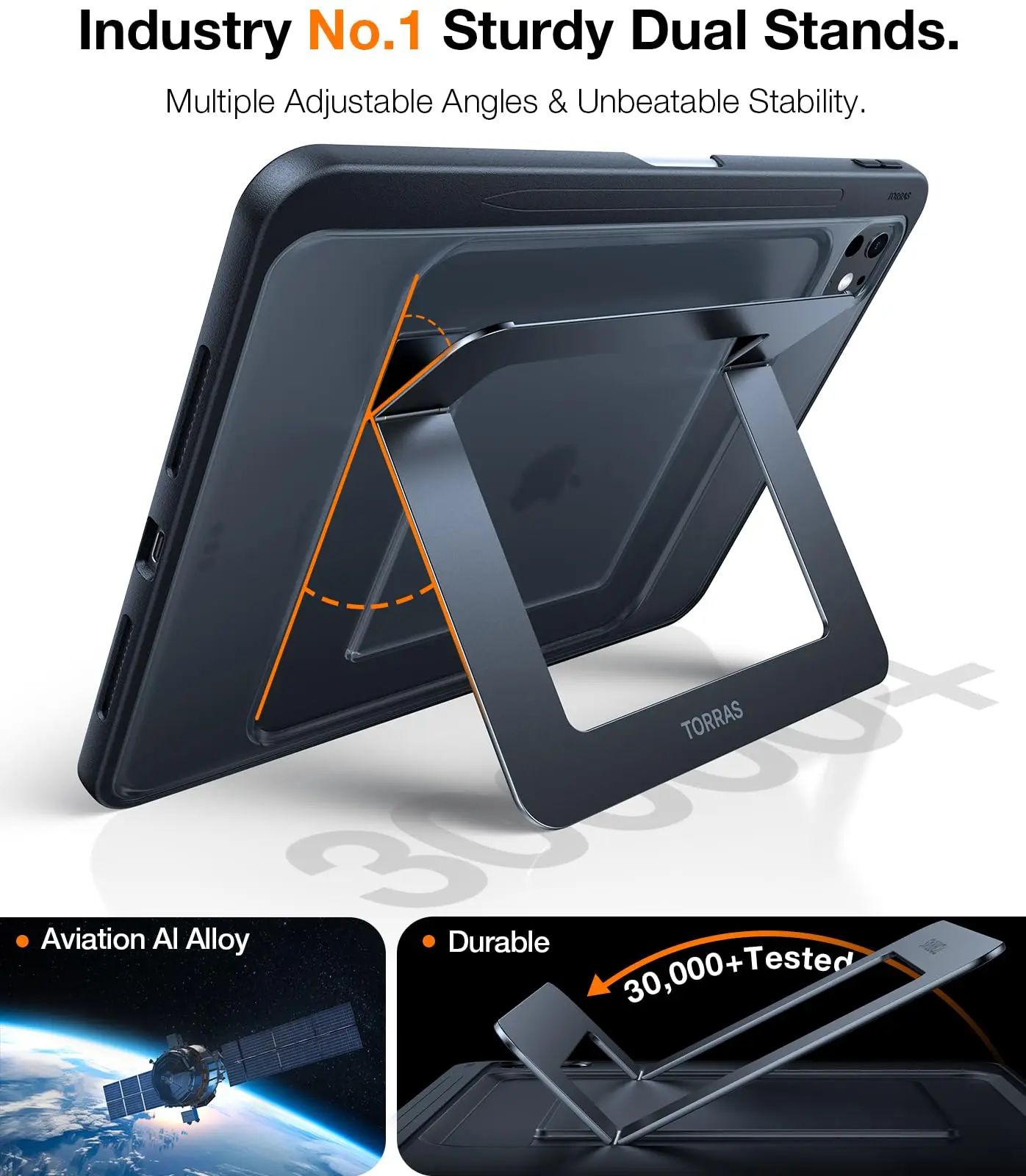 TORRAS For iPadPro case 2024 Air6 tablet case ar5 for ipad Pro 11 13inch with pen slot drop-proof lightweight stand acrylic case