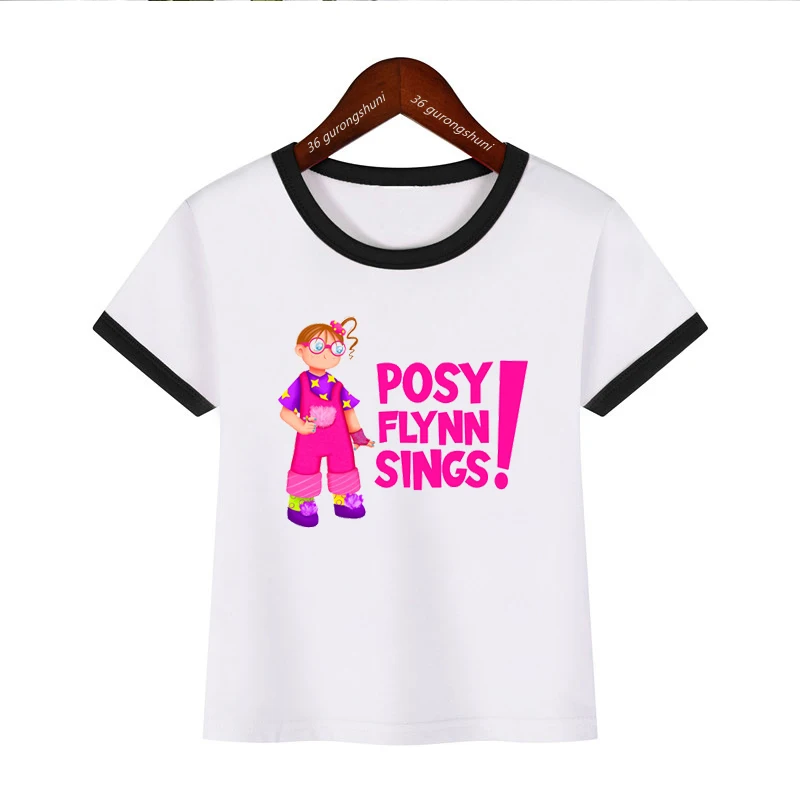 Kawaii Girls T-Shirt Funny Posy Flynn Sings Tshirt Musician Cartoon Print Kids Tshirt Fashion Girls Clothes Toddler Tshirt Tops