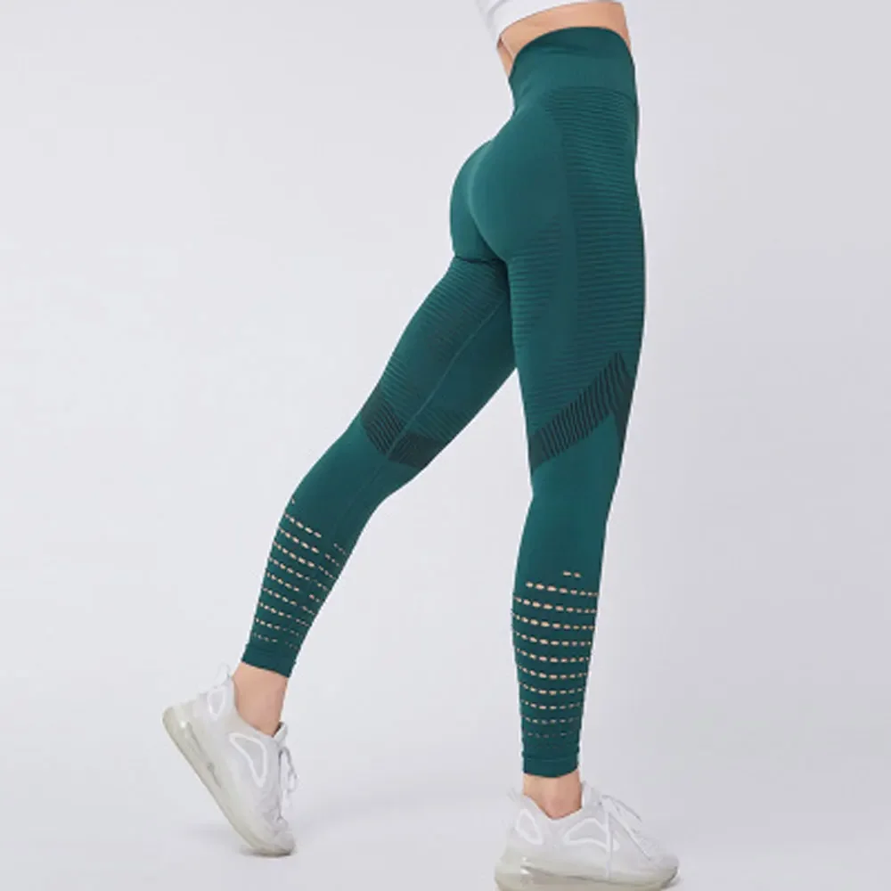 Seamless Push up leggings Woman High waist Hollow out fitness leggings Gym Stretch pants Breathable Sweat