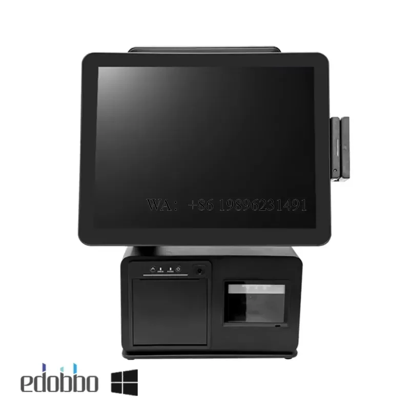 EDA151 Windows OS 15/15.6 Inch Touchscreen All-In-One POS System with Removable Cash Printer Mini Kiosk Scanner Printer
