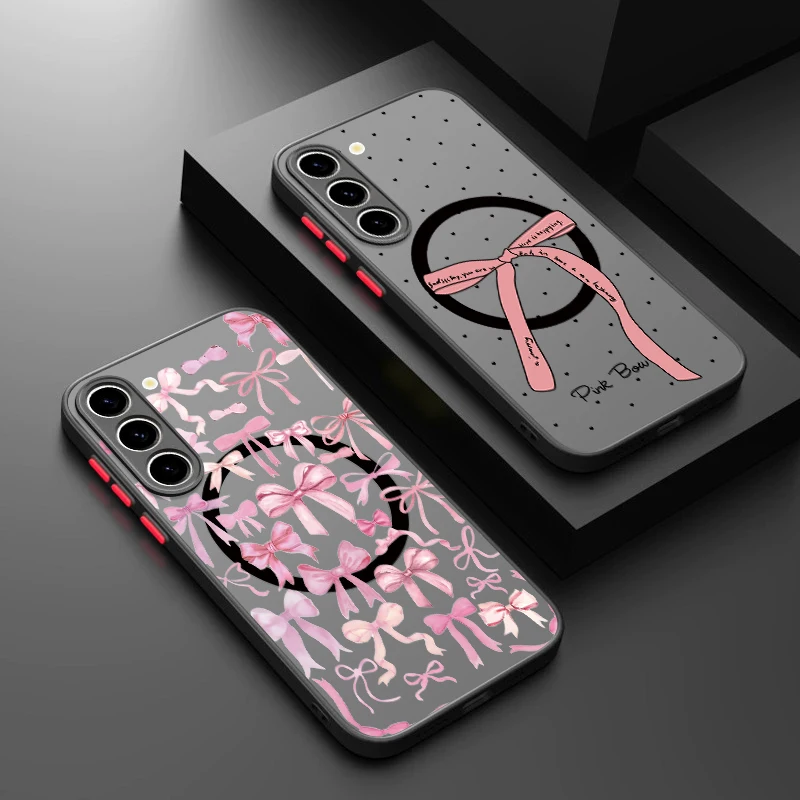 Colorful Bow Printed Magnetic Phone Case For Samsung Galaxy S26 S25 S24 Ultra S23 S22 Plus S25 S24 S23 S21 FE Acrylic Back Cover