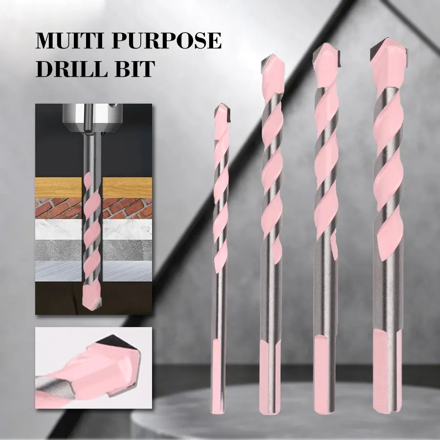

Эксцентриковое сверло с четырьмя лопастями и зубцами, сверление бетона из розовой керамической плитки, сверло с сухим наконечником высокой твердости