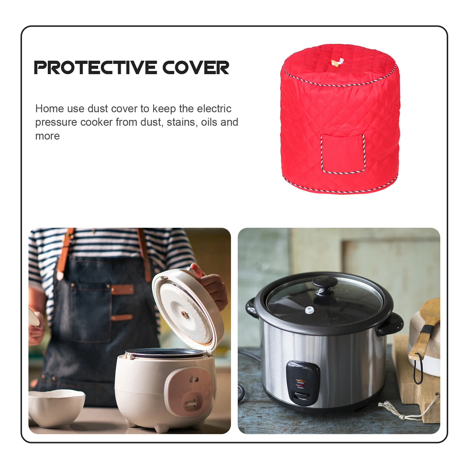 

Electric Pressure Cooker Cover 8Qt Dustproof Kitchen Appliance Protector With Pocket For Rice Cooker Accessories