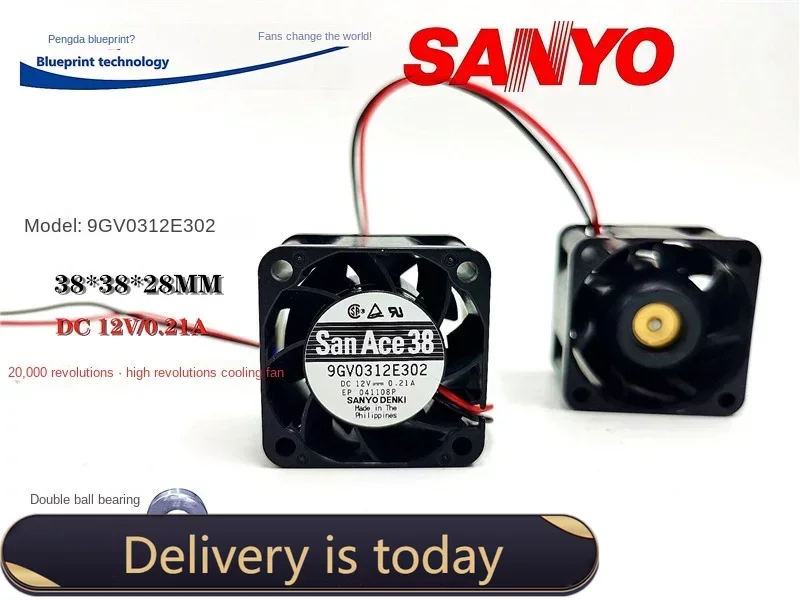 

Original 3828 9gv0312e302 High Revolution 3.8cm Double Ball Bearing 12v0.21a Cooling Fan