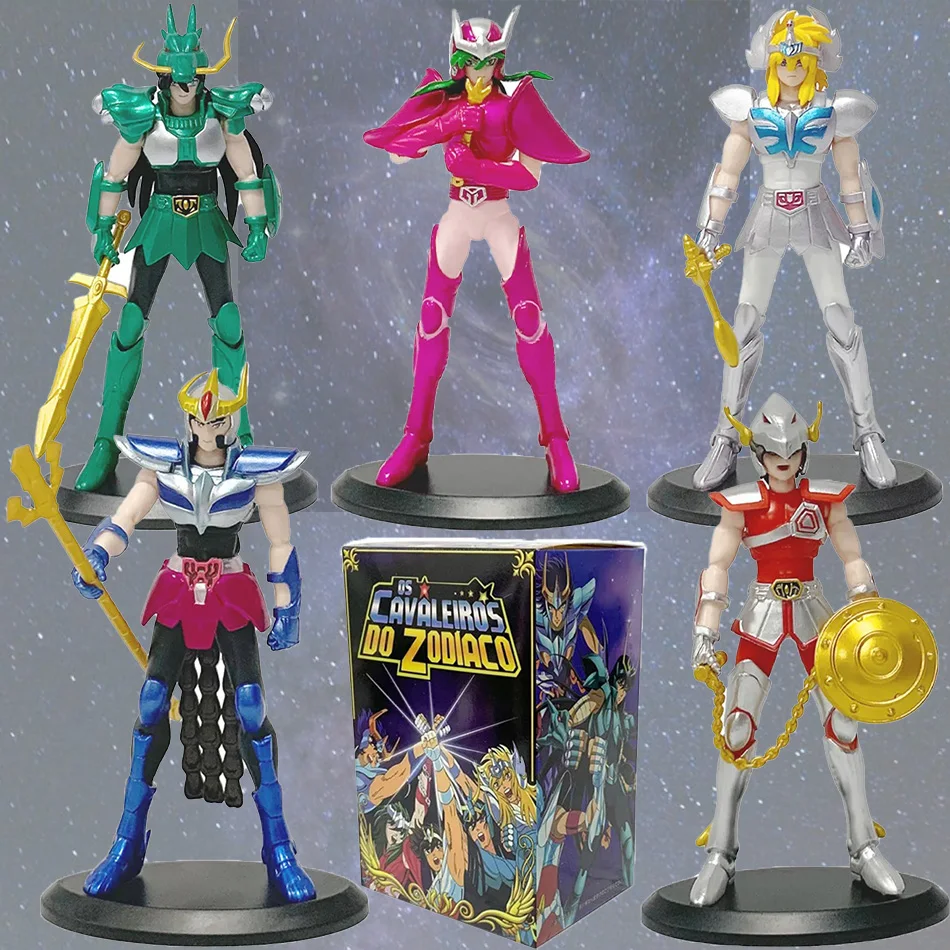 19CM Anime Figure Phoenix Ikki Hyoga Seiya Shiryu Standing Armor Model Children's Toys PVC Box Desktop Collection Decoration