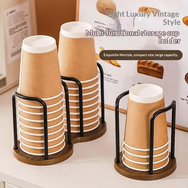 Disposable Cup Holder Coffee Cup Organizer Desktop Teacup Storage Rack Stand