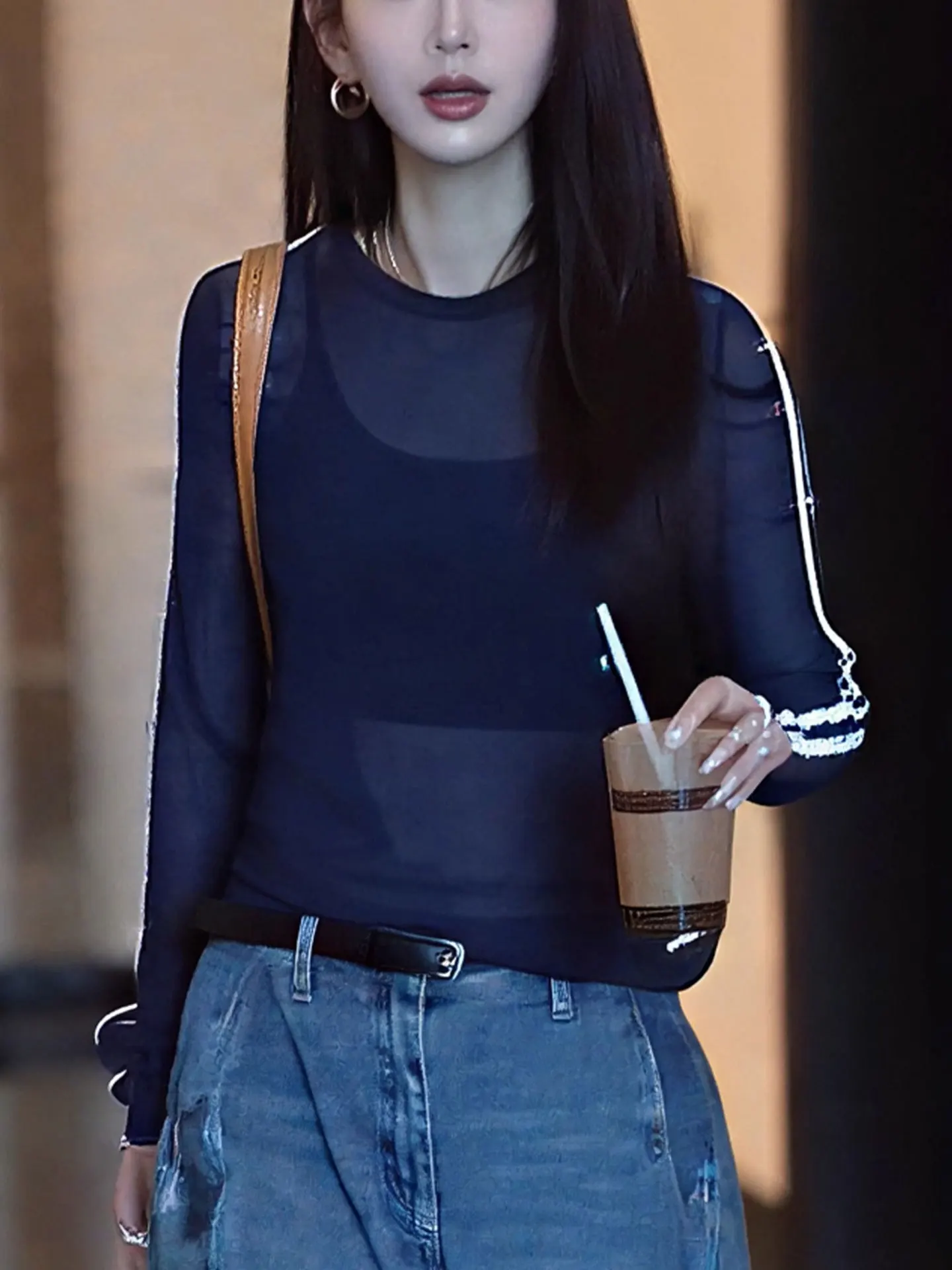 تي شيرت Slimming Me Long Sve Round Ne تي شيرت نسائي كاجوال Sle صيفي قاعدة عصرية irt حماية من الأشعة فوق البنفسجية كلاسيكي...