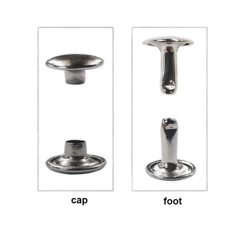 100 مجموعات 6 مللي متر 8 مللي متر المعادن غطاء مزدوج المسامير ترصيع برشام مستدير للجلود الحرفية حزام حقيبة الملابس قبعة الأحذية طوق الحيوانات الأليفة ديكور #5