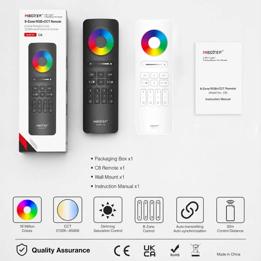 MiBoxer DC12-24V FUT037S+ C4 C5 C8 Smart PWM 3In1 2.4GHzRF RGB RGBW RGB+CCT COB Led Strip Light Dimmer Controller
