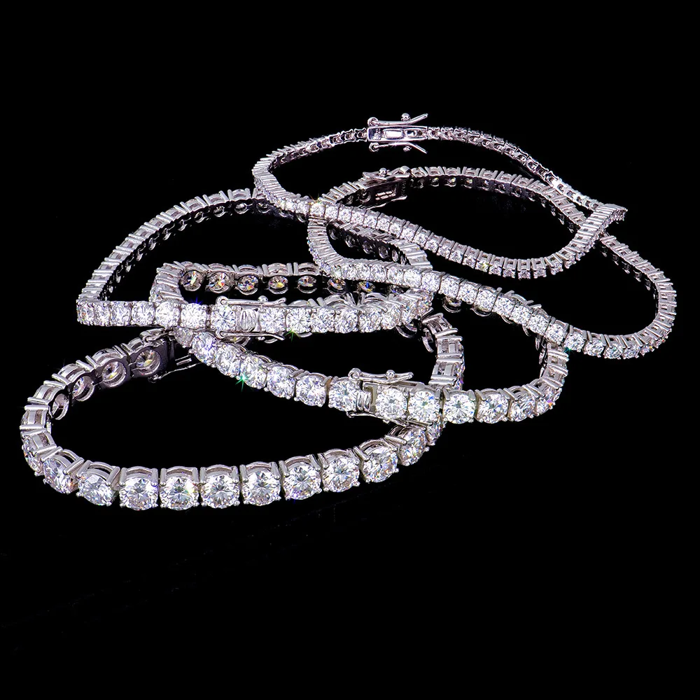 S925 necklace Moissanite Wholesale Custom Men's Tennis Chain Bracelet Trendy Hip Hop Style with 925 Ice 2-6mm VVS1 Moissanite