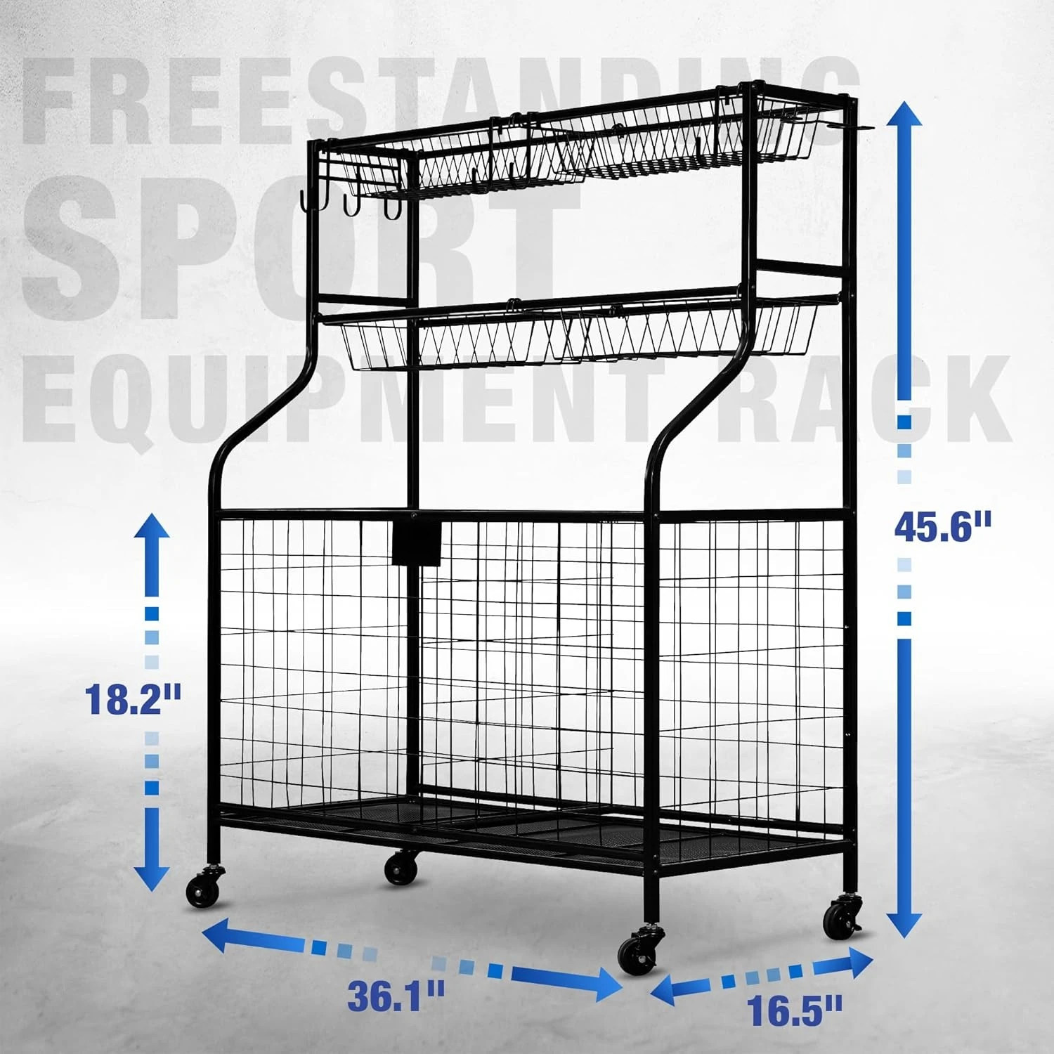 

Sports Equipment Garage Organizer, Ball Storage Cart, Steel