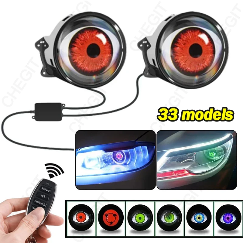 

33 mode Devil's Eye LED Car Dynamic Lights Remote Control Eyes Retrofit Kits Headlight 12-36V Auto Supplies Car Moto Decorative