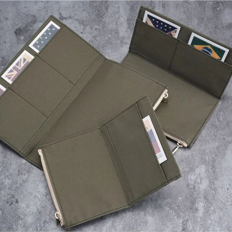 Fromthenon Zipper Pocket Card Holder, Caderno de Viagem, Saco De Armazenamento para Passaporte Midori, Diário De Tamanho Padrão, Papelaria Vintage