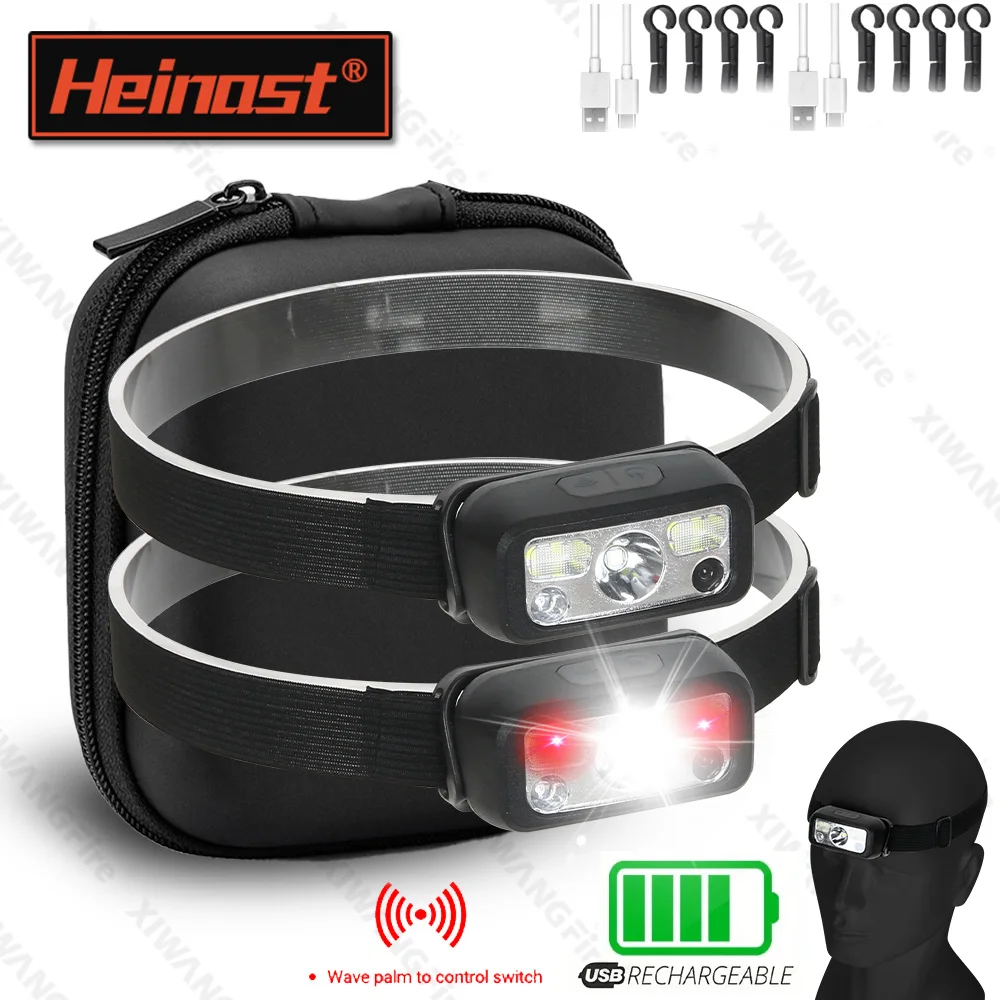 Mini Rechargeable Powerful Sensor Headlamp Fishing Camping USB Head Flashlight COB LED Head Light Torch Headlights Front Lantern