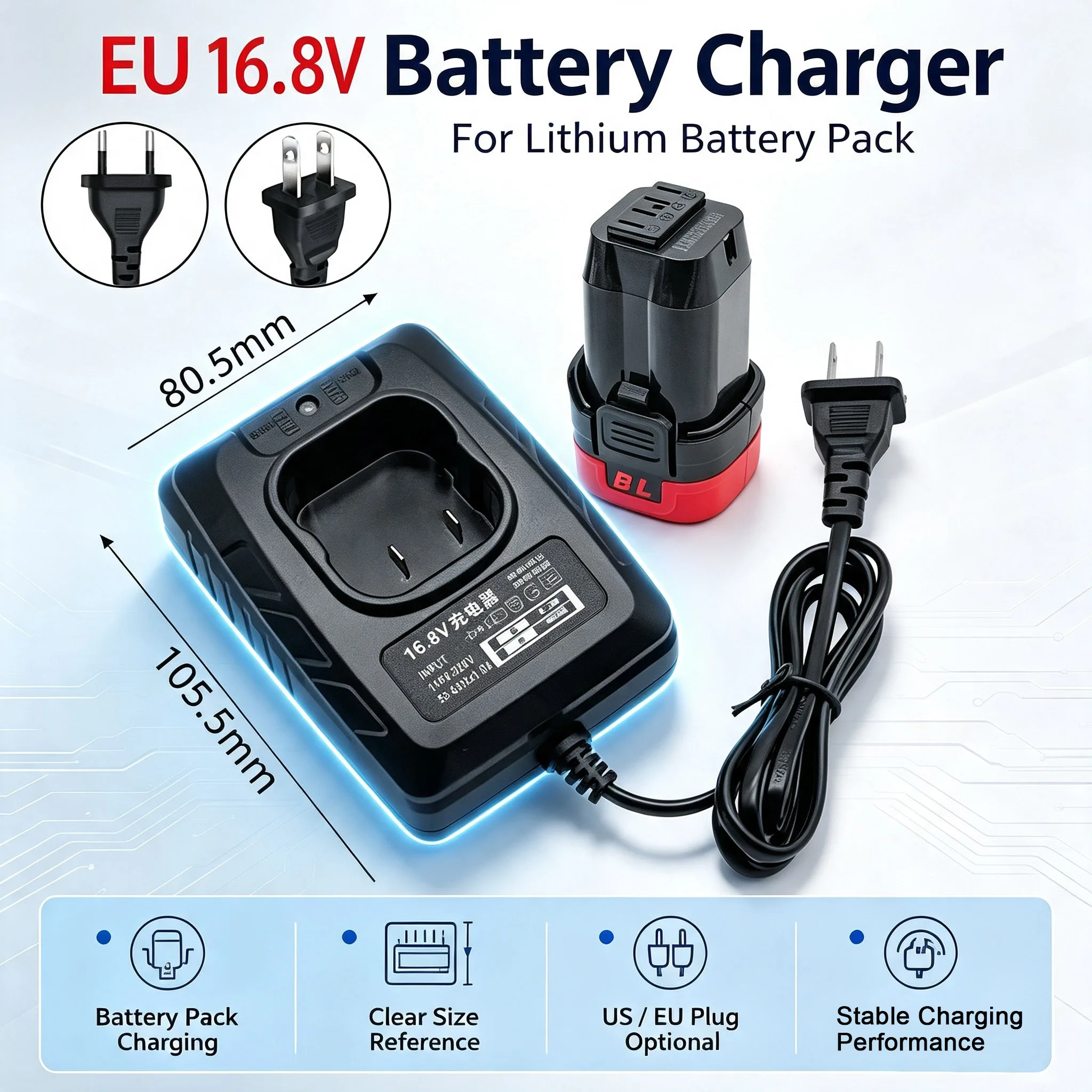 For DongKe 16.8V Lithium Battery Charger Square Base Dedicated Electric Charger 18V Lithium Battery Electric Tool Base Charging