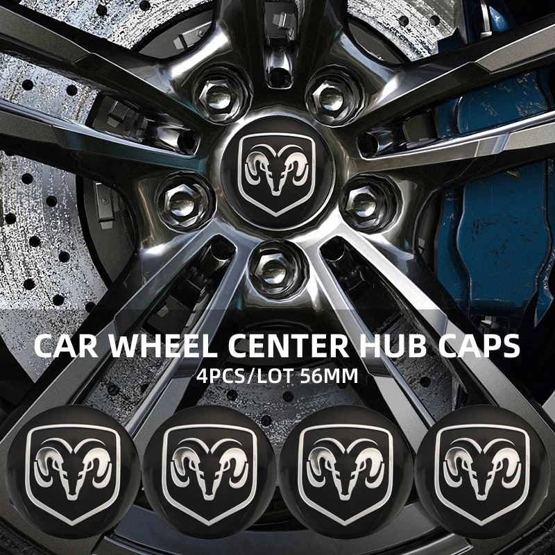 4Pcs Car Emblem Wheel Hub Center Cap Sticker Rim Badge Cover For Dodge Charger Challenger Durango Journey Ram 1500 Nitro Caliber
