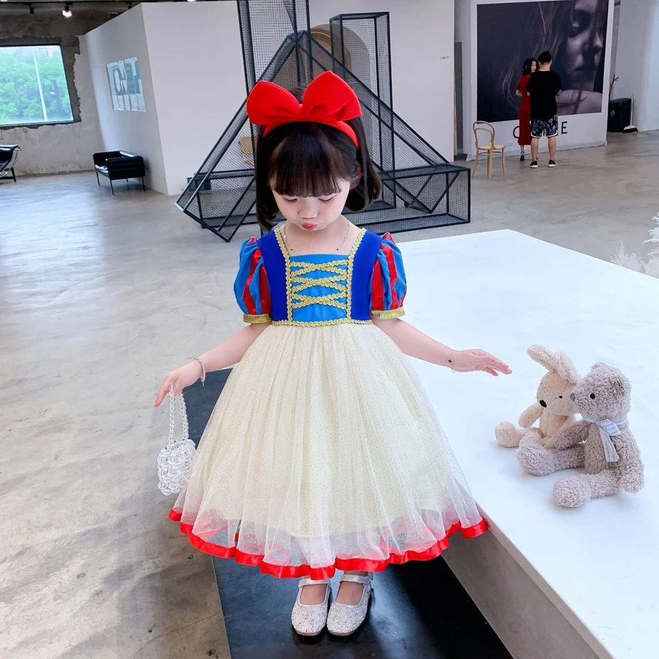 Princess Dress For Girls Snow White Cosplay Costume Puff Sleeve Kids Clothes Children Party Birthday Fancy Gown Vestidos