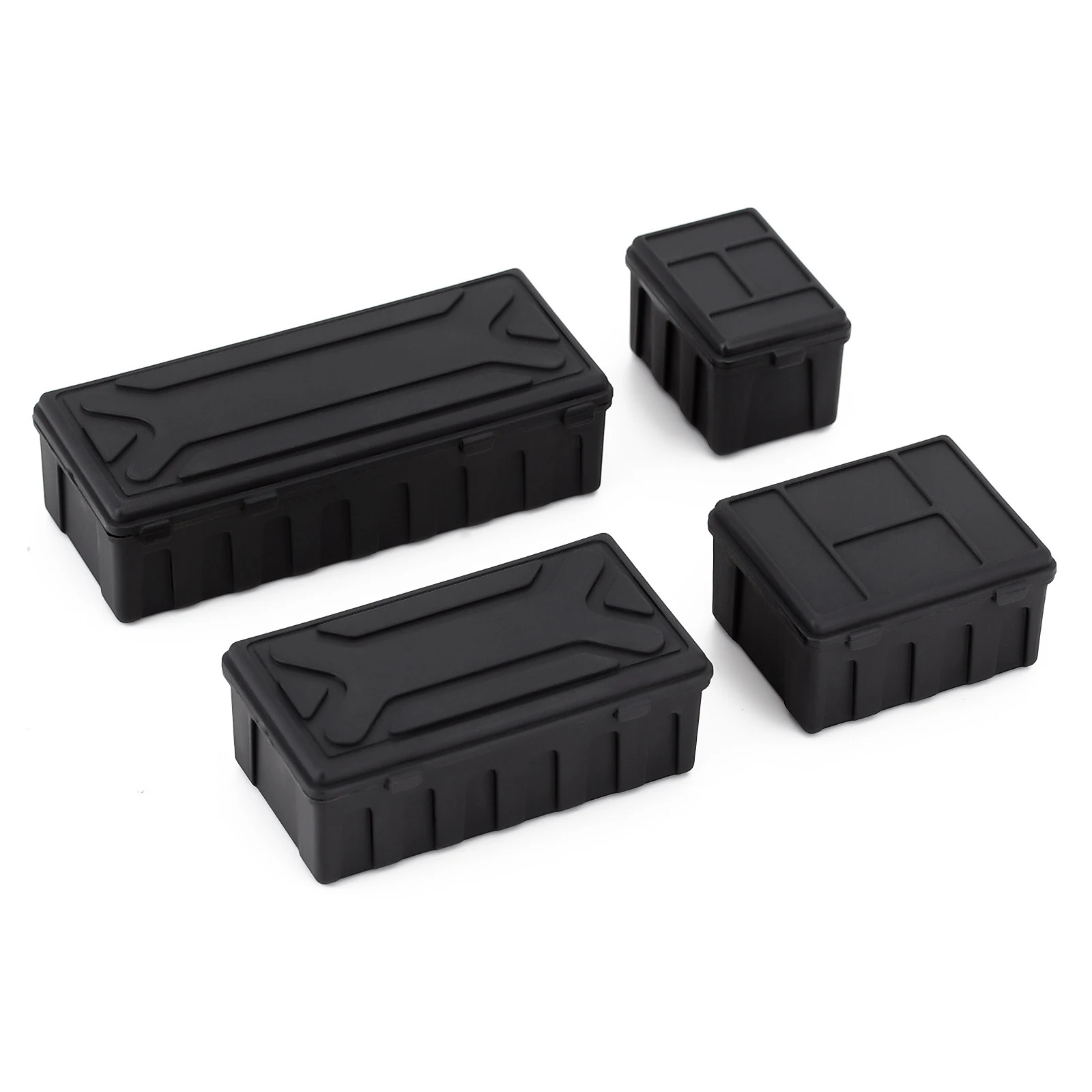 

4PCS Plastic Garage Storage Box Simulation luggage Storage Box for RC Car Crawler 1/10 Scale RC Car Decoration Tools