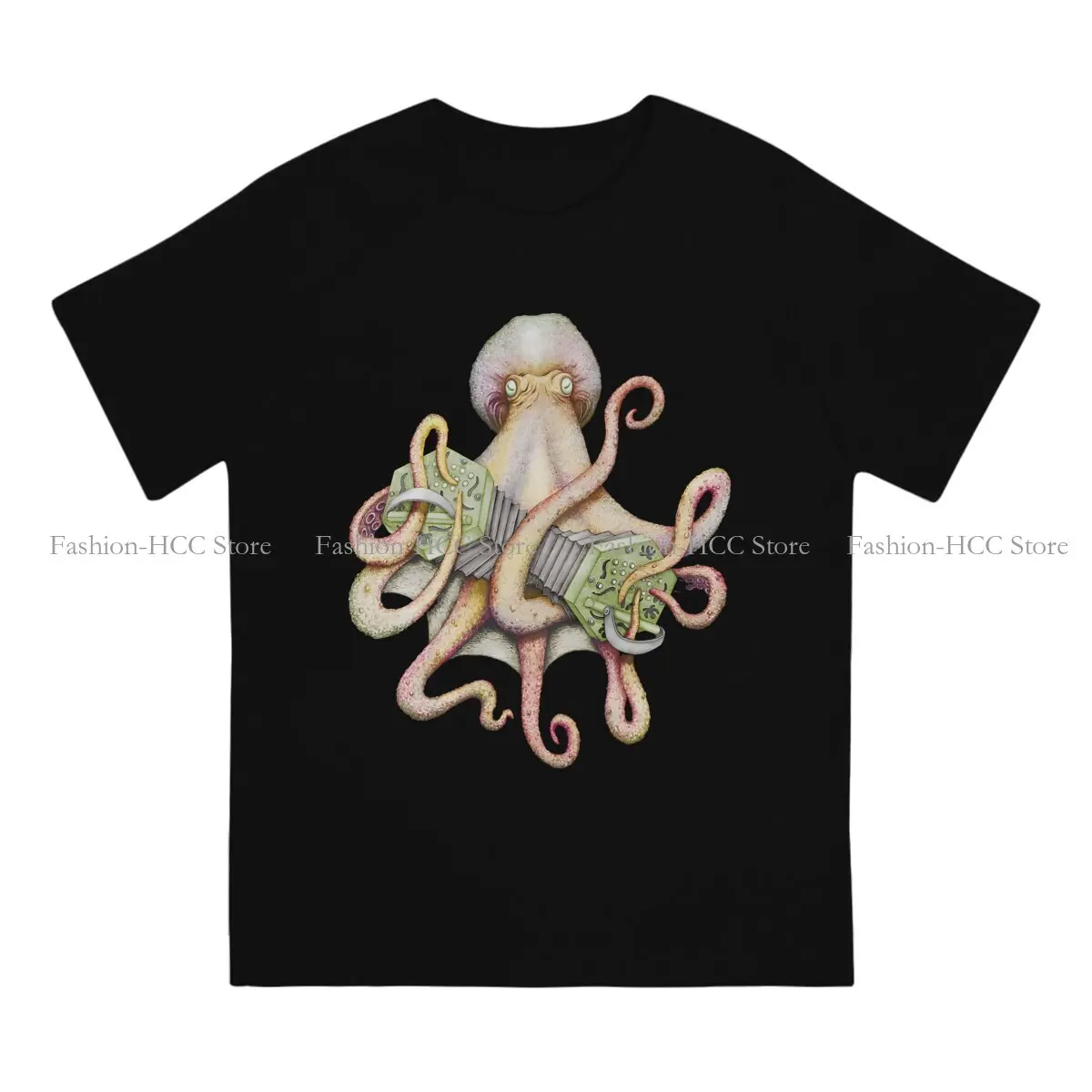 Octopus TShirt for Men Topu The Big Squeeze On Black Soft Casual Tee T Shirt High Quality New Design Fluffy